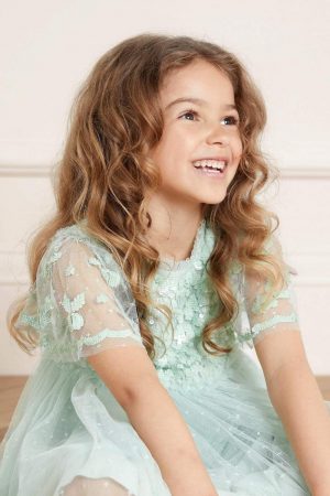 Kids Lilybelle Sequin Kids Dress Green | Needle & Thread Flower Girl