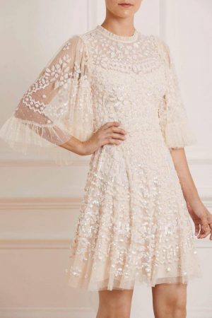 Womens Anais Sequin Dress Champagne | Needle & Thread Embellished Dresses