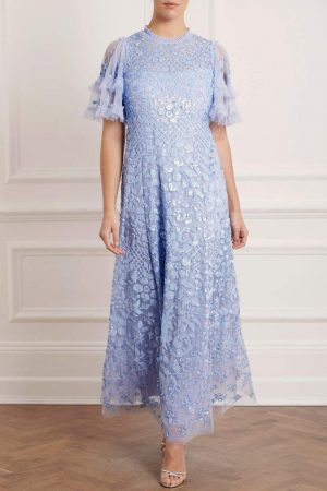 Womens Aurelia Gown Blue | Needle & Thread Embellished Dresses