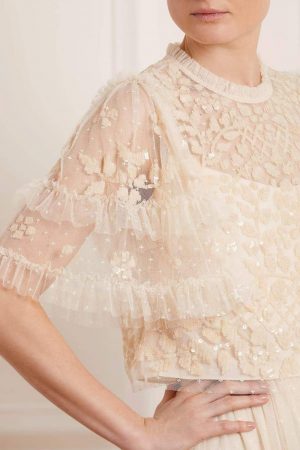 Womens Aurelia Top Champagne | Needle & Thread Bridal