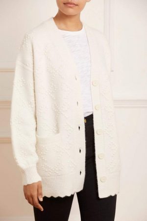Womens Bow Stitch Longline Cardigan Champagne | Needle & Thread Exclusives