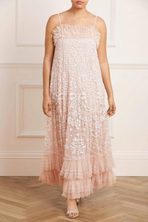 Womens Celia Cami Ankle Gown Pink | Needle & Thread Embellished Dresses