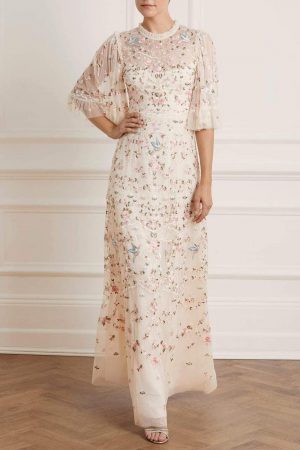 Womens Regency Garden Gown Champagne | Needle & Thread Embroidered Dresses