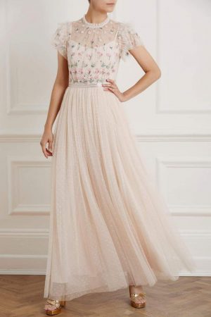 Womens Rococo Bodice Maxi Dress Pink | Needle & Thread Prom Dresses