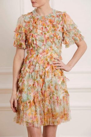 Womens Sunset Garden Mini Dress Multi | Needle & Thread Dresses