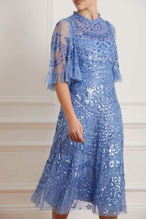 Womens Anais Sequin Ballerina Dress Blue | Needle & Thread Dresses
